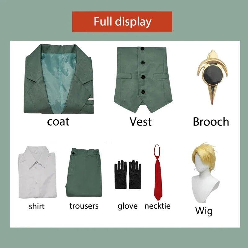 Anime Spy Loid Forger Cosplay Uniform Costume Men's Suit and Tie White Shirt