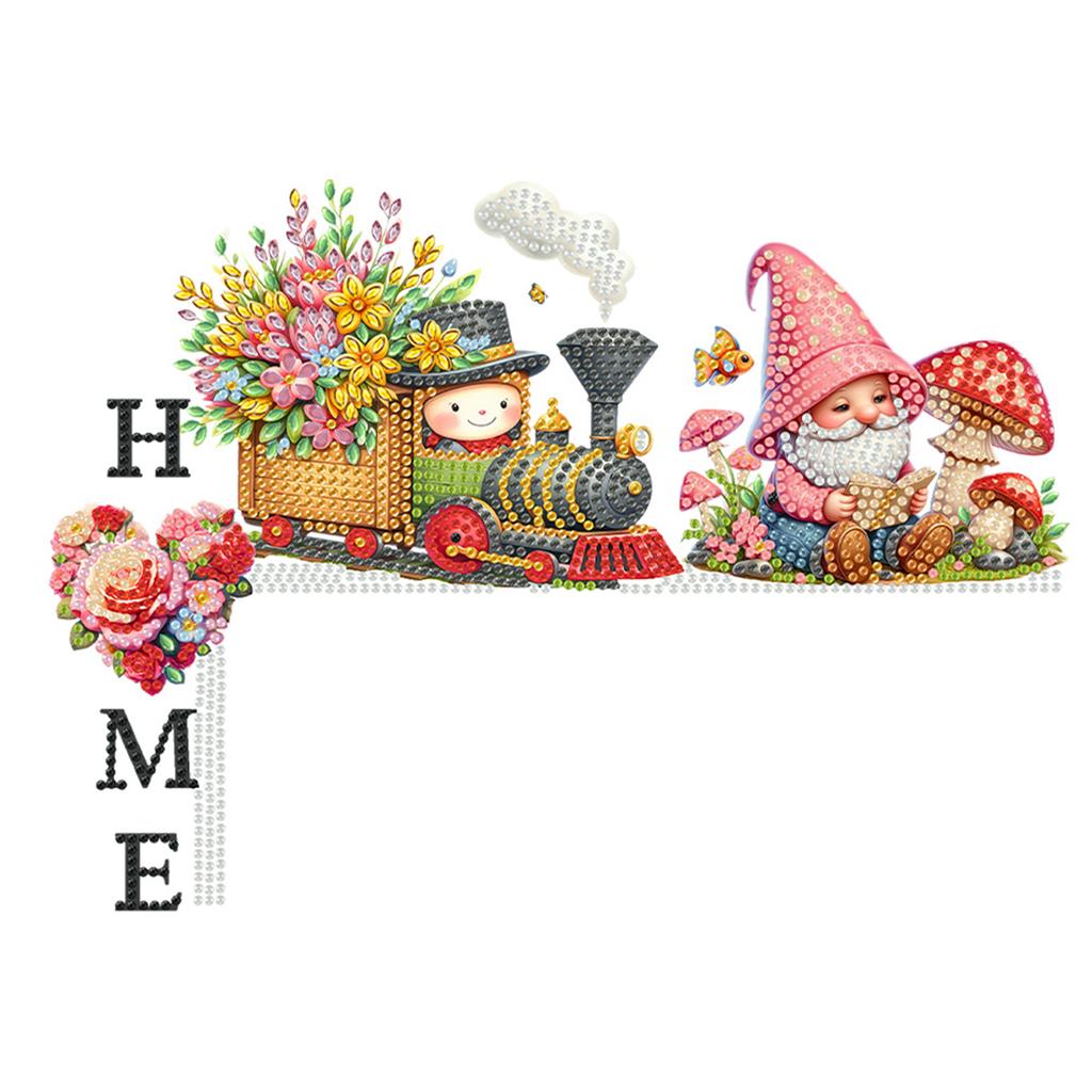 Spring Bee Gnome Diamond Painting Door Corner Sign Diamond Art Door Right Angle Sign 5D DIY Wooden Door Topper for Party Favors