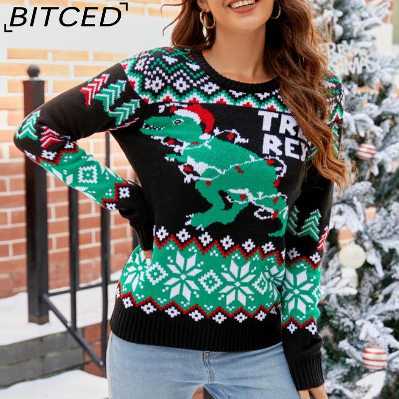 BITCED Повседневный рождественский пуловер со снеговиком, осенне-зимний мультяшный рождественский трикотаж с альпакой