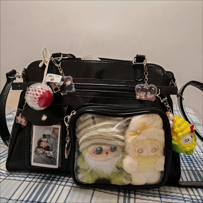 Японская сумка Itabag в стиле Y2k для Лолита-девушек, Сумка через плечо, Модная сумка Harajuku, Многокарманная, Прозрачный карман для значков, Сумка на плечо