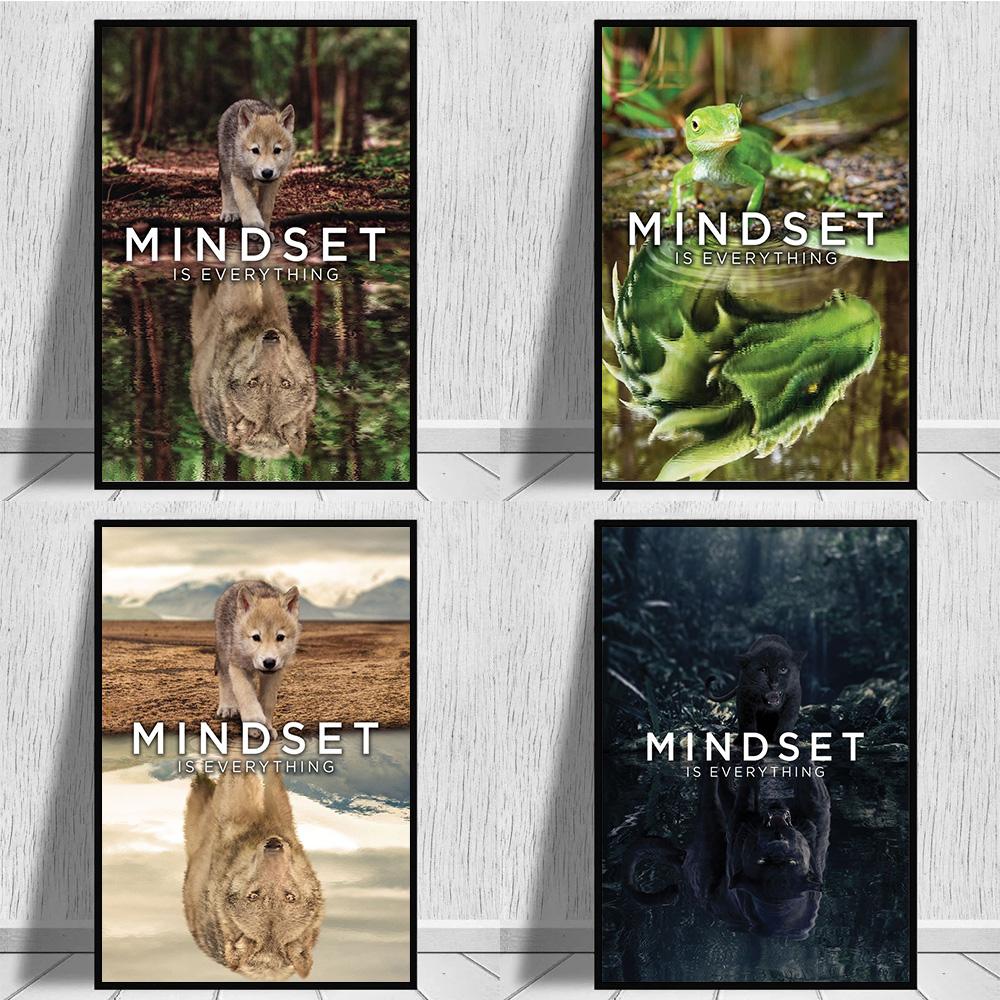 Animal Mindset Is Everything Inspirational Prints Poster Canvas Painting Modern Wall Art Pictures Living Room Bedroom Home Decor