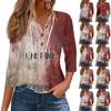 Women's Fashion Seven Sleeve Button Casual Hooded Halloween Printed T-Shirt Top