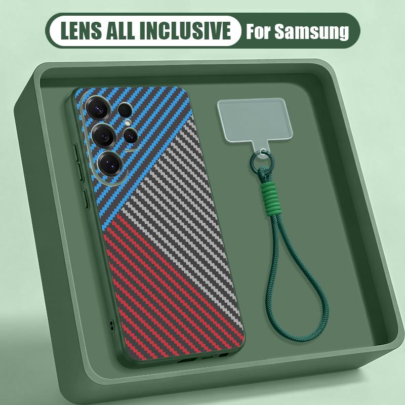 Чехол с узором из углеродного волокна для Samsung S26 S25 Ultra S24 S23 FE S22 A15 A16 A17 A35 A36 A37 A54 A55 A56 A57 5G Гибридный магнитный матовый чехол