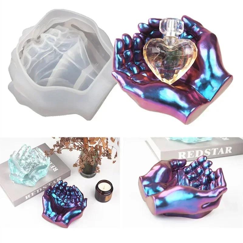 DIY Ashtray Epoxy Crystal Resin Silicone Mold Two-hand Model Hand Dish Mirror
