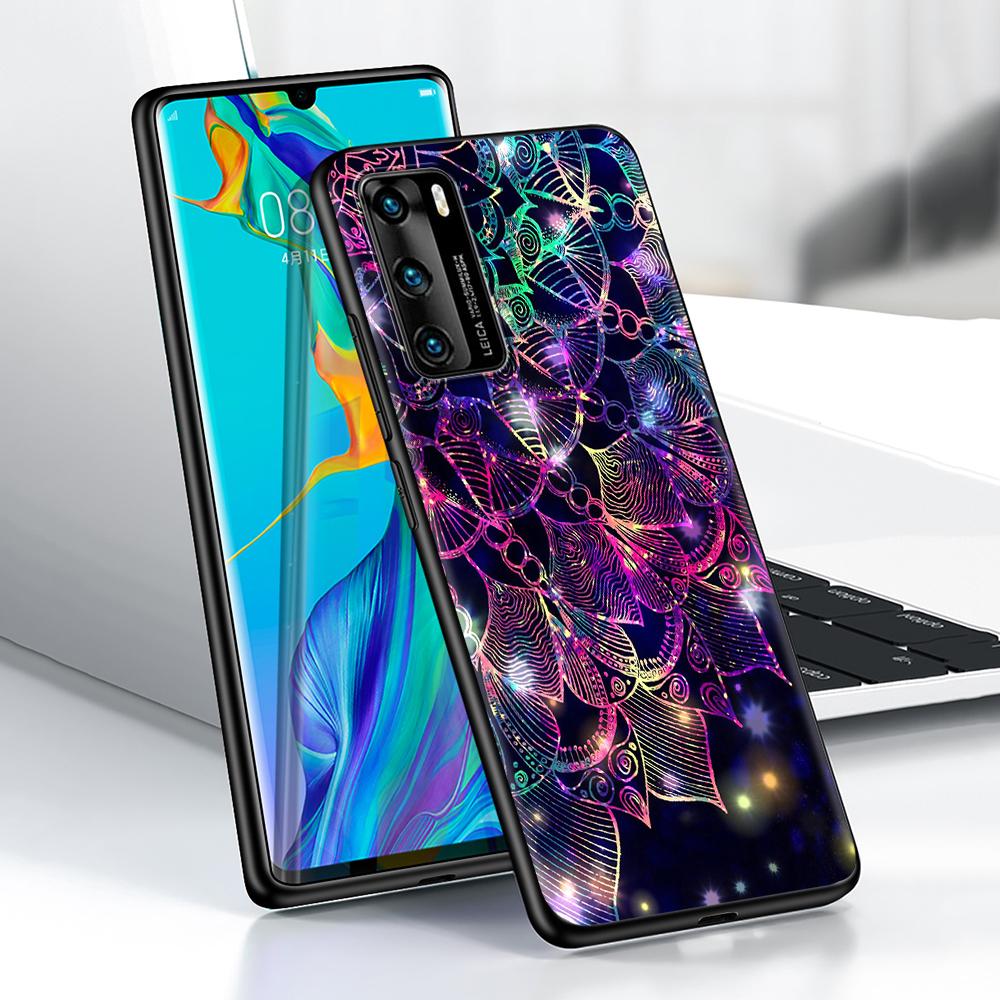 Чехол с изображением подсолнуха Мандала для Huawei P30 P Smart Z P40 Lite E P20 Y7 Y9 2019 Honor 8X Play 9A 50 20 9X Pro, черный мягкий чехол для телефона