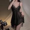 Sexy Pajamas for Women Deep V Floral Lace Mesh Black Mini Dress Women's Casual Comfortable Nightgown Women's Underwear