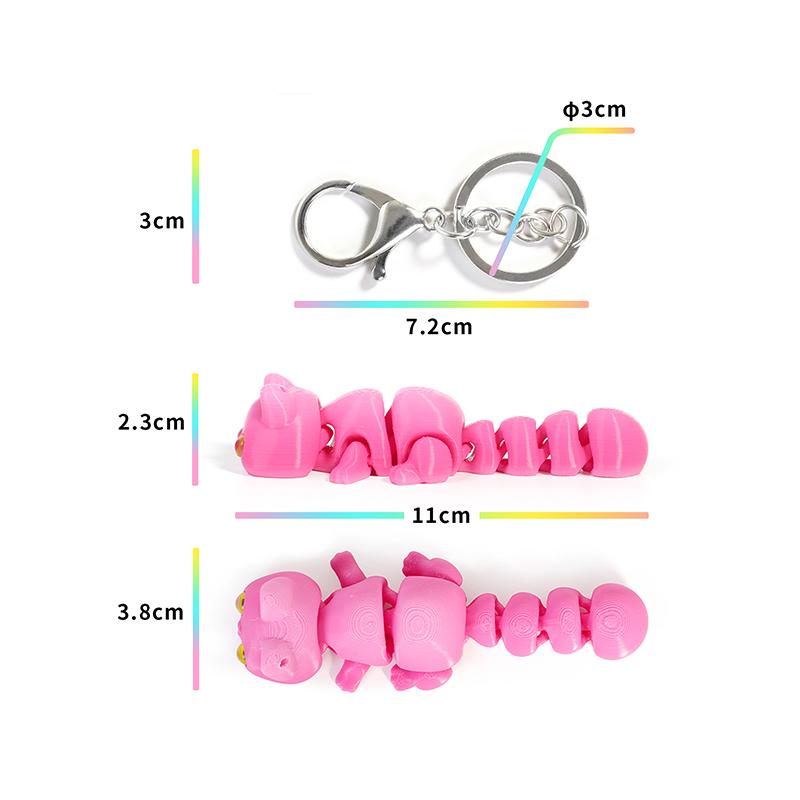 3D Printed Articulated Lucky Cat Keychain Cartoon Multi-Color Movable Key Ring Backpack Decoration Accessories Birthday Gifts
