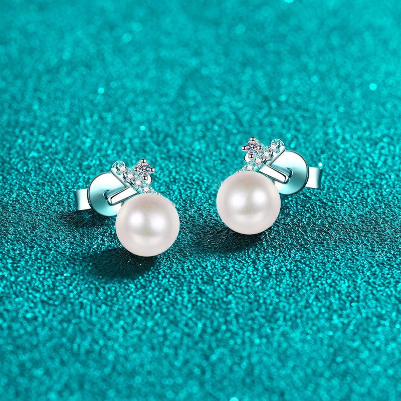 Женские серьги из стерлингового серебра 925 пробы с крестом, минималистичные серьги с простым темпераментом, серьги с жемчугом и камнем Mozang