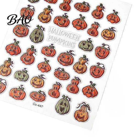 DIY Manicure Supplies Halloween Nail Art Stickers, Black Cat Ghost Pumpkin Wreath Adhesive Decals Self Stickers for Decoration, Holiday Party