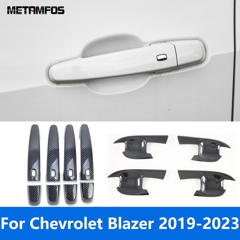 Накладка на ручку двери с углублением для пальцев для Chevrolet Blazer Защитная накладка из углеродного волокна Внешние аксессуары для автомобиля