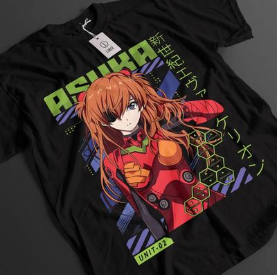 Футболка Neon Genesis Evangelion Аска Футболка Синдзи Рей Топ Ева Мисато Аниме Футболка