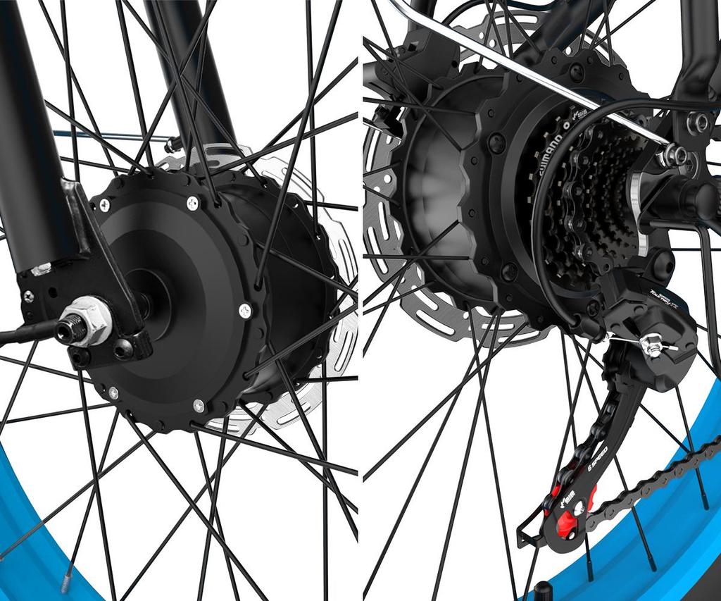 Electric Bicycle Adult Vitilan H5 1000Wx2 Motor LCD Display 52V 25AH Shimano 7 Speed All Terrain Ebike Max Load 150Kg Blue