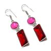 Garnet, Rubillite Gemstone 925 Sterling Silver Jewelry Earring 2.29"