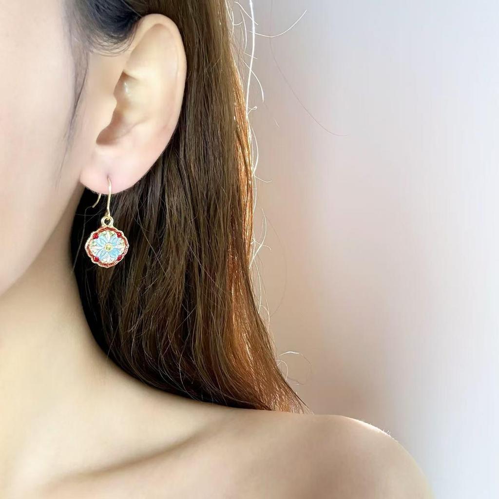 Серьги-кисточки с бамбуковыми листьями из сада Моне: Ретро Этнические Масляные Серьги-Крючки Ханфу для Женщин