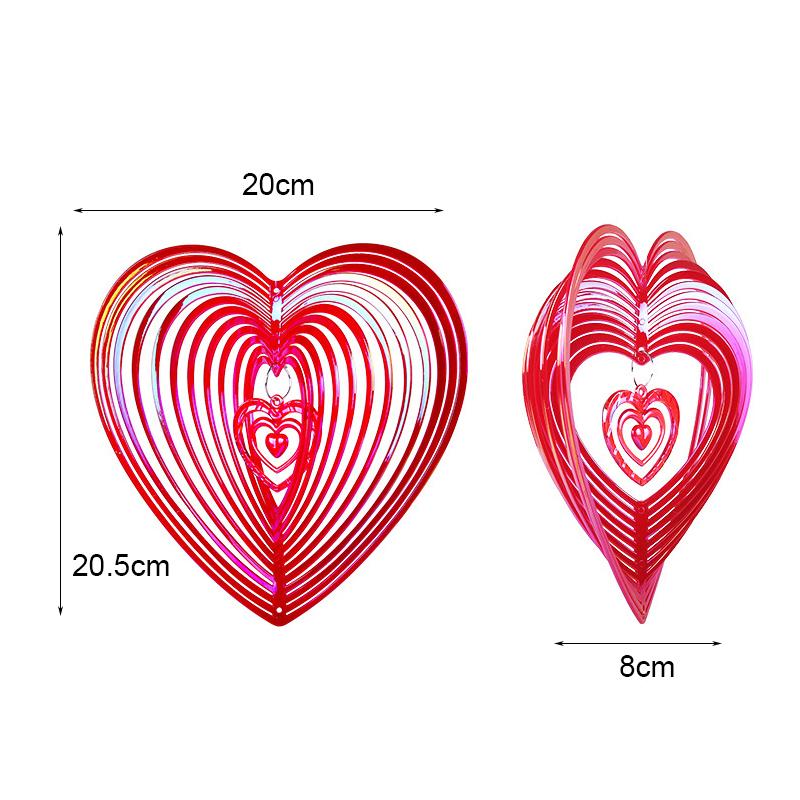 Beating Heart Wind Spinner ABS Wind Catcher Love Rotating Wind Chime Hang Decoration Ornament
