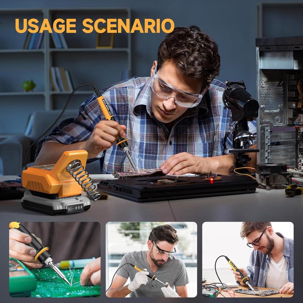 Cordless Soldering Station Compatible with Dewalt 20V Max Battery - Digital Display, Soldering Iron Station Fast Heating Up Soldering Station for DIY