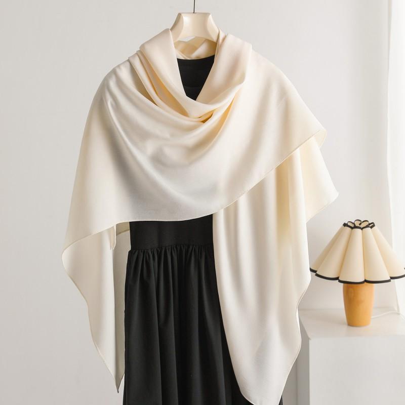 Lightweight Square Scarf Women 140x140cm UV Protection Wrap Elegant Plain Design Crackle Texture Fashion Accessory
