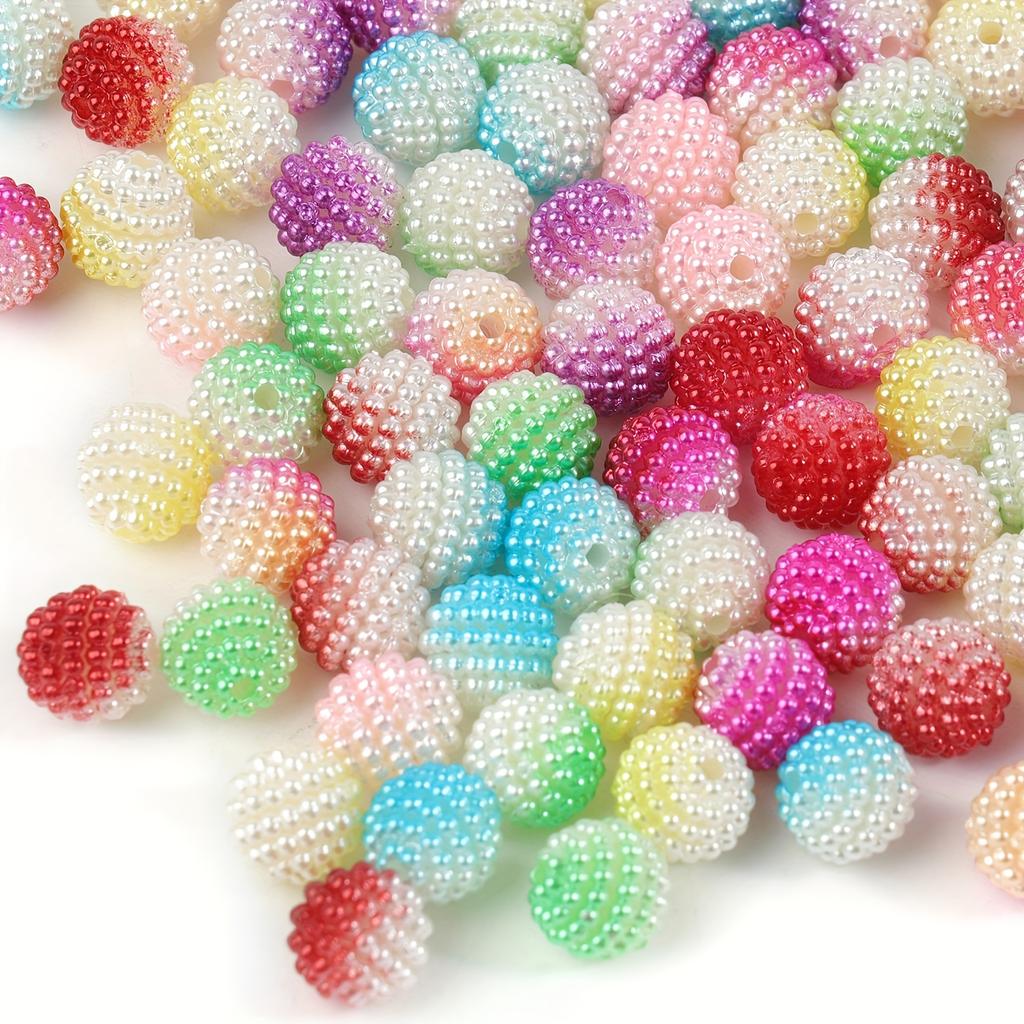 10mm 90pcs/bag Multicolor Acrylic Bayberry Beads Imitation Pearl Beads Round Loose Beads Spacer Beads For Earrings Bracelet Necklace Jewelry Making