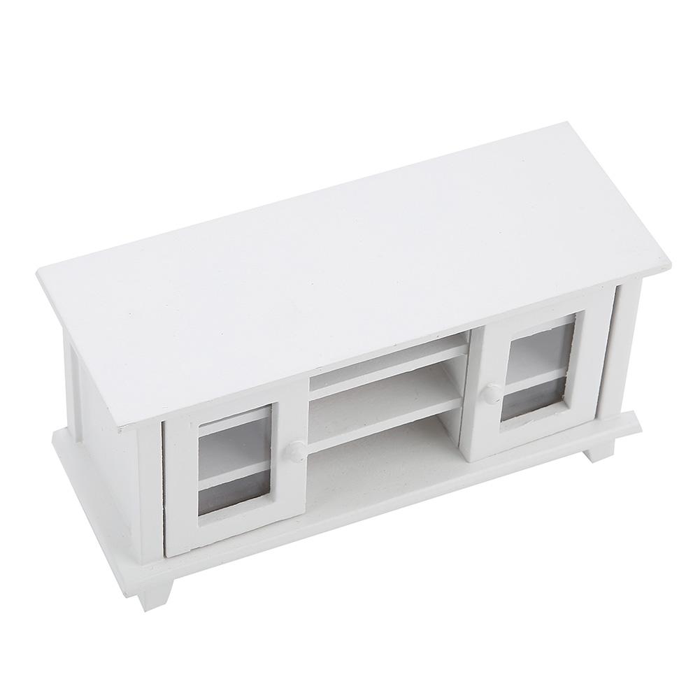 1:12 Scale Storage TV Cabinet ature Wooden Furniture Children Gift White