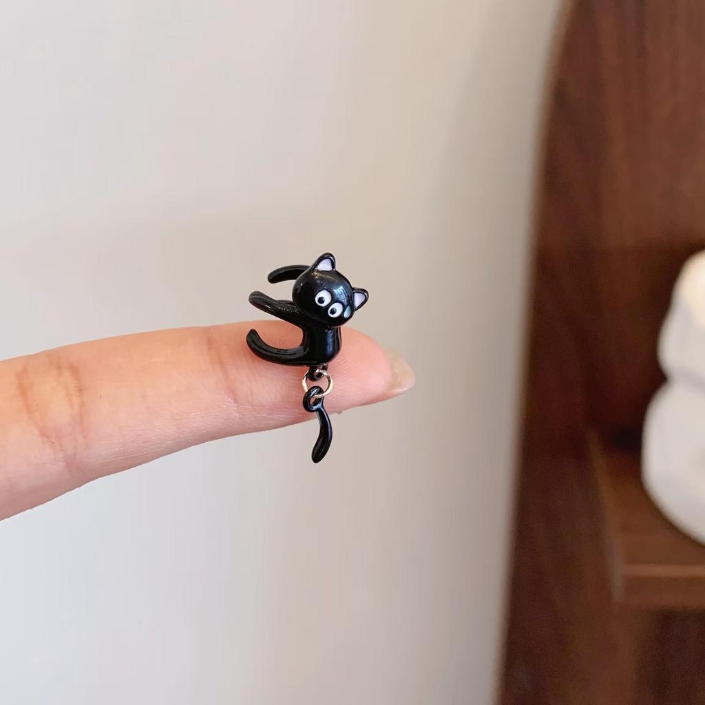 Очаровательные серьги-пусеты в виде черных котят: Серебряная игла, милый дизайн хвоста для женщин