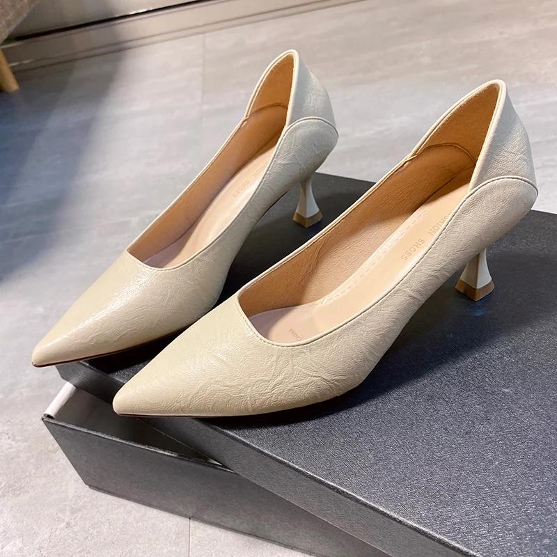 Новые черные туфли на высоком каблуке с острым носком, женские сексуальные туфли на шпильках, простые и универсальные модные туфли-лодочки