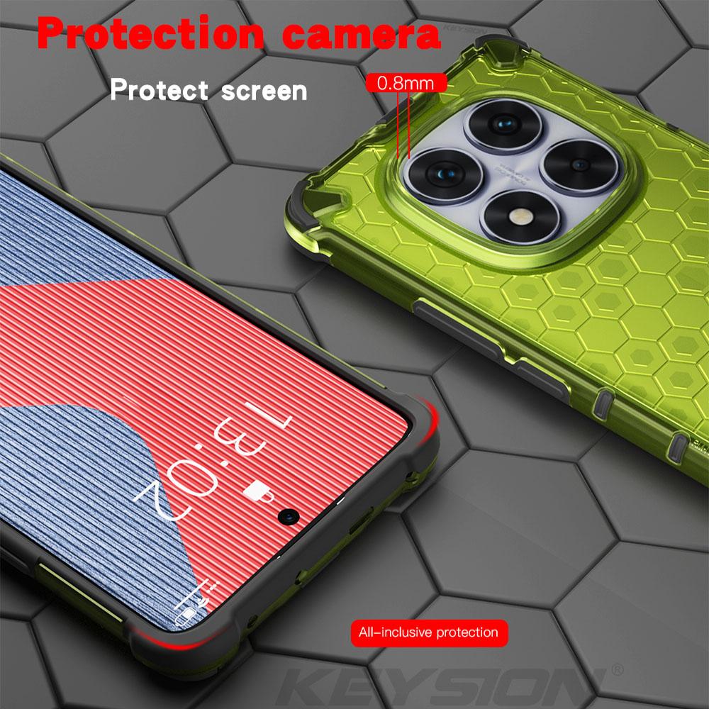 KEYSION Shockproof Armor Case for Redmi Note 14 Pro 5G 14 Pro+ Silicone+PC Transparent Honeycomb Phone Cover for Xiaomi POCO X7