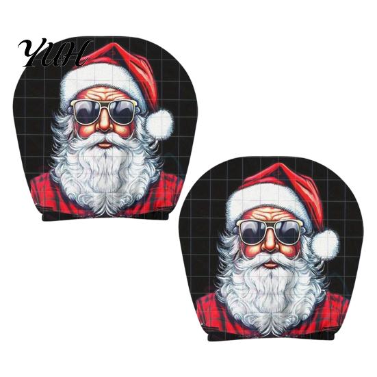 Interior Protection for SUVs 2Pcs Santa Car Headrest Covers, Christmas Printed Pillow Cases, Universal Fit Soft Polyester Auto Guards Most Vehicles,