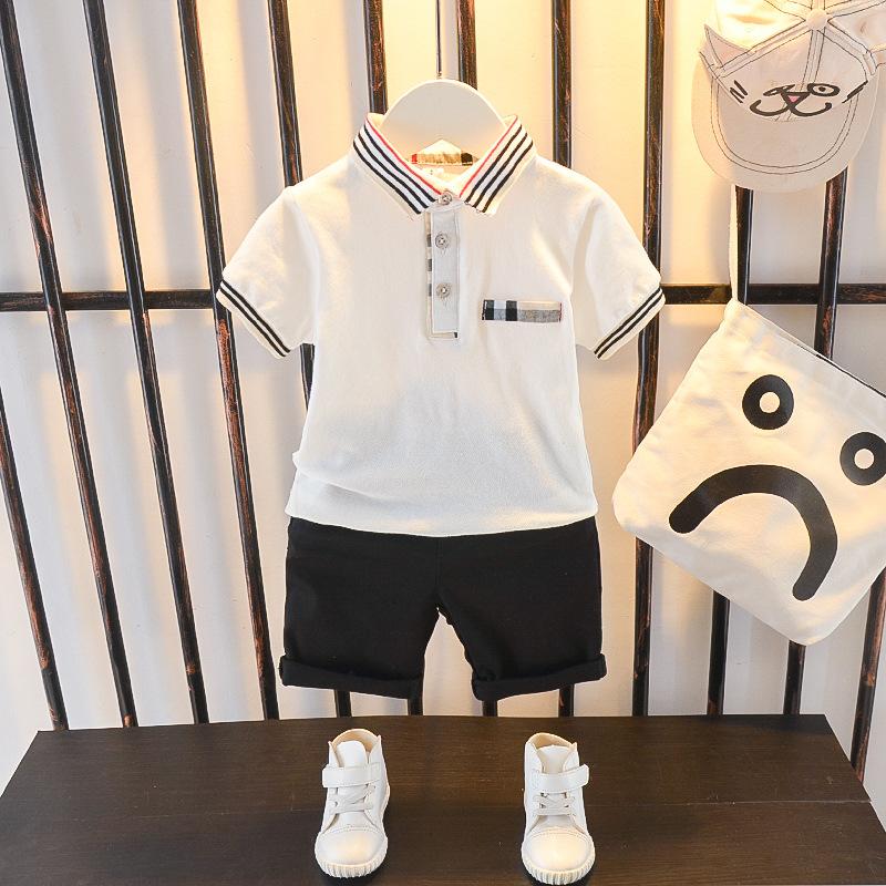 Комплект одежды для маленьких мальчиков, летний белый, черный детский спортивный костюм, комплекты официальной одежды для маленьких мальчиков 1, 2, 3, 4, 5 лет