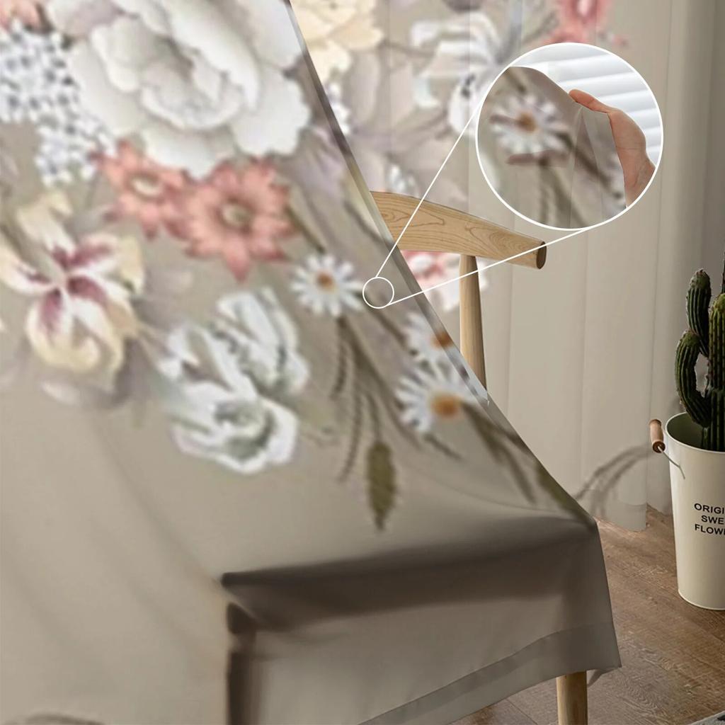 Прозрачные шторы с цветочным узором, вуаль для спальни, занавеска для гостиной, окна, прозрачные шторы для кухни, тюлевые шторы