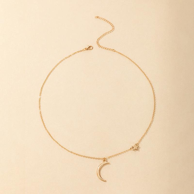 Длинная цепочка, медный кулон, ожерелье для женщин, модное ожерелье с луной в европейском и американском стиле, простые винтажные украшения с воротником