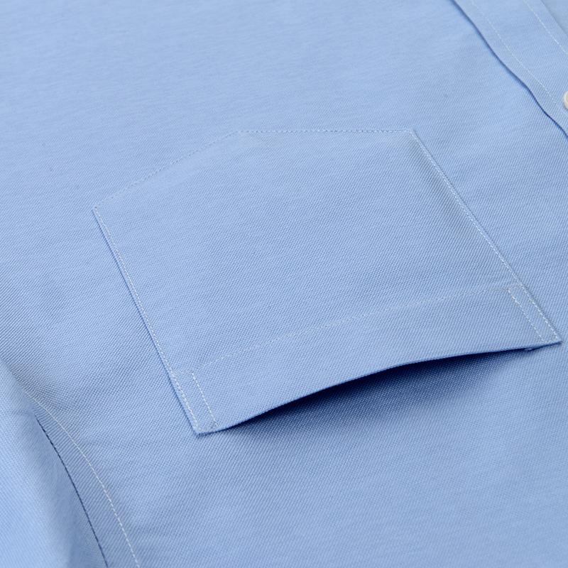 Pure Cotton Men's Solid Shirts Casual Long Sleeve Business Men Shirt Checkered Button Collar with Front Pocket