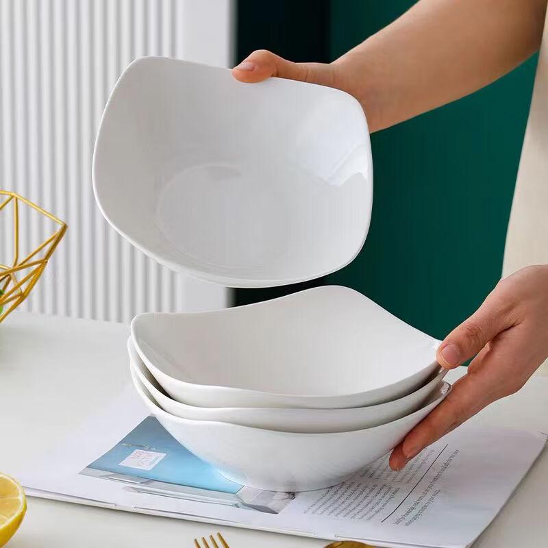 Simple Pure White 8-inch Square Ceramic Plate