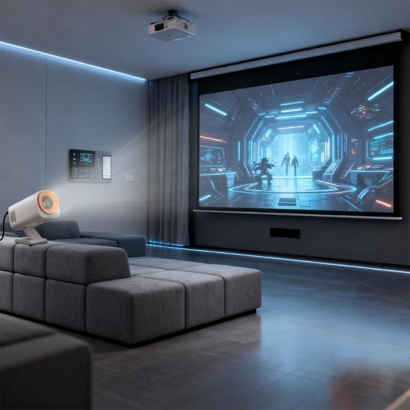 1080P Folding Projector Double Band Auto Adjusting Wireless Streaming Indoor Outdoor 110V Compatible