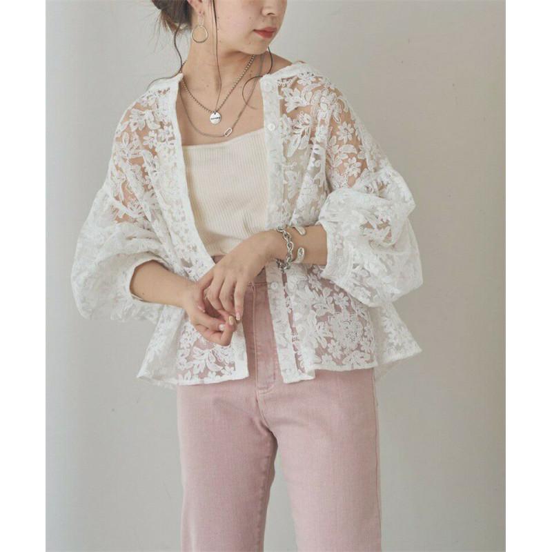Tooxika Hot Sale Long-sleeved Tops Lantern Sleeves Round Neck Lace Cardigan Women's Shirt