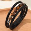 Новый, модный браслет из камней, многослойный браслет из кожаного шнура, ретро-браслет, мужской подарок.