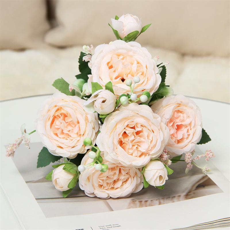 2PCS Artificial rose bouquets for home decoration, wedding arrangements, 5-head Persian roses