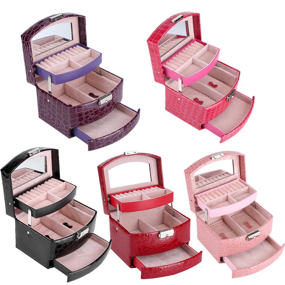 3 Layers Jewelry Necklace Vintage Box Container Keepsake Case Storage Organiser