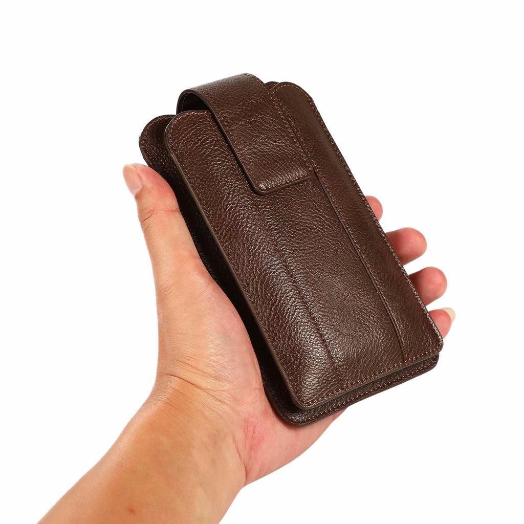 Двойной кожаный чехол для двух мобильных телефонов, сумка с зажимом для ремня, чехол-кобура для iPhone 16, 15, 13, 12 Pro, Samsung S24, S23, S22, Redmi, Oppo, мужской держатель для поясной сумки