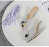1098 Series 8cm Heel Women's Shoes Simple Slanted Heel Slipper Clear Wedge Slipper Heel Sandals Show Sandals LFD