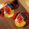 Chinese Style Pony Embroidered Pendant Tassel Car Hanging Ornaments Zodiac Year Gift