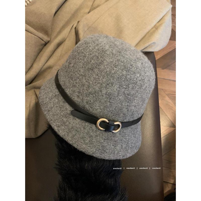 Belt, Buckle Wool Rich Family Hat, French Top Hat Children's Autumn and Winter Bucket Hat
