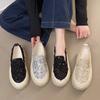 Sequins Thick Bottom Loafers 2025 Spring and Autumn New Women Shoes Casual Slip On Flat Bottom Breathable Sneakers Single Shoes