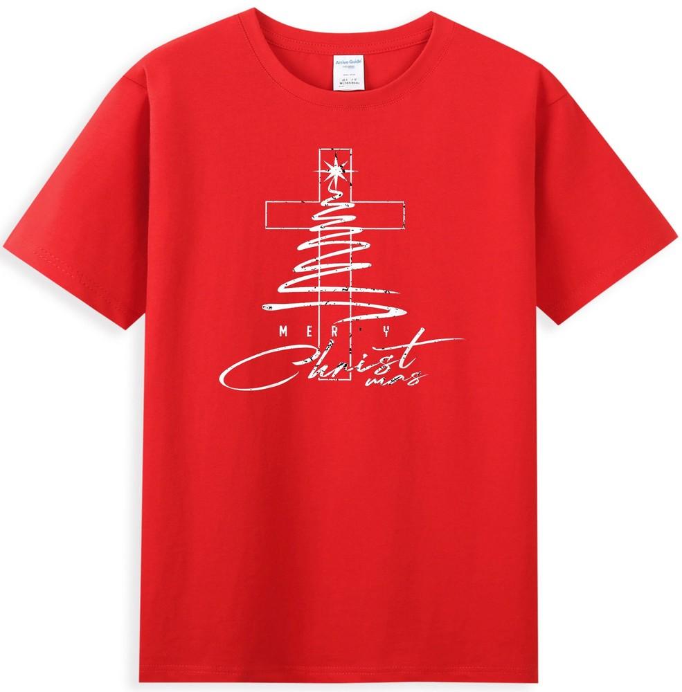 Christian Cross Jesus Merry Christmas Xmas Tree Holiday TShirt