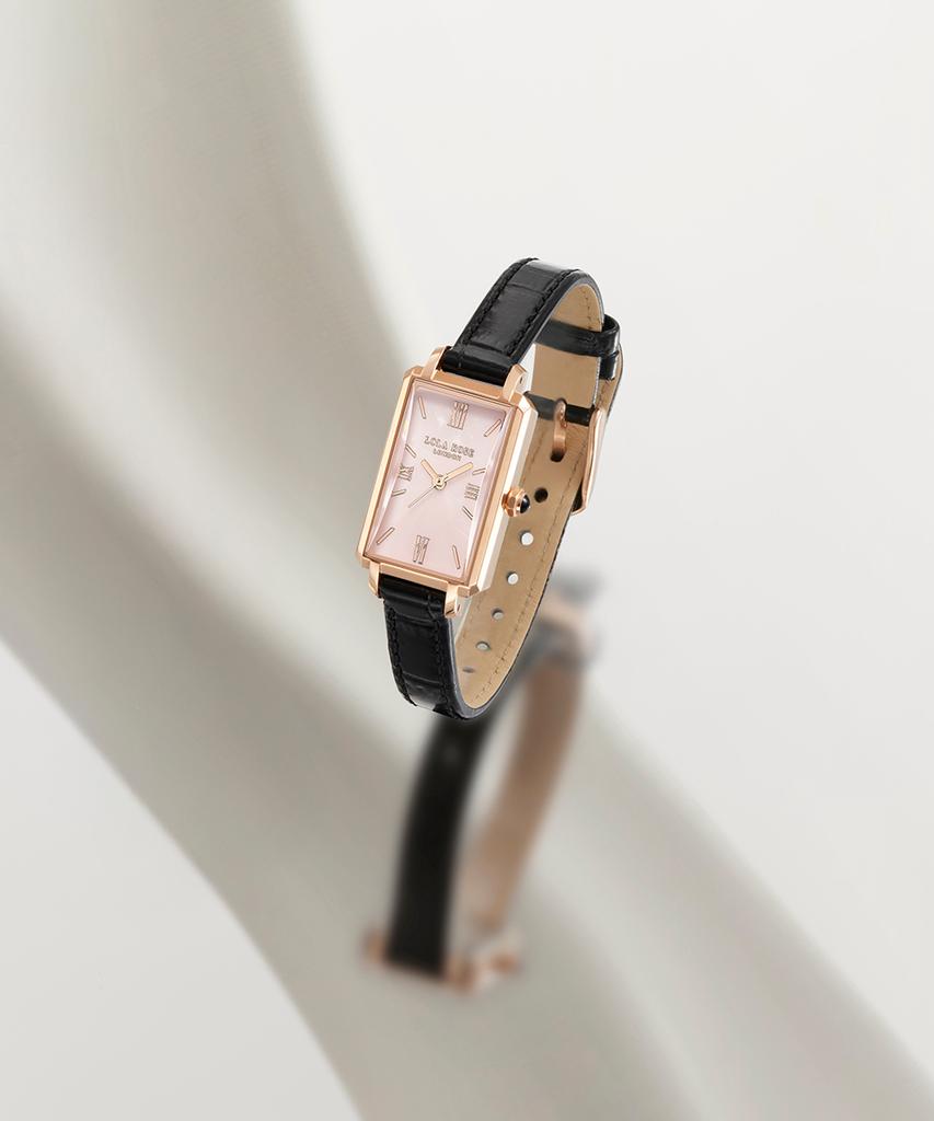 Lollalojeu Ms. Lola Pink Acetate Leather Watch Milanese Strap Gift Set