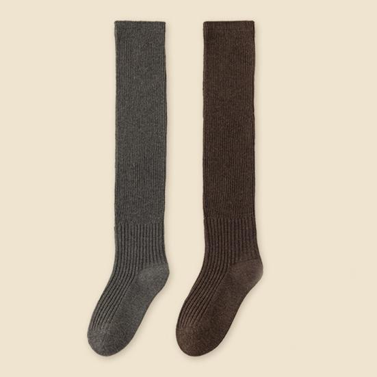 1 пара женских зимних чулок, толстые вязаные теплые однотонные эластичные противоскользящие, уютные, впитывающие пот, противоусадочные, мягкие женские носки без запаха с высокой трубкой