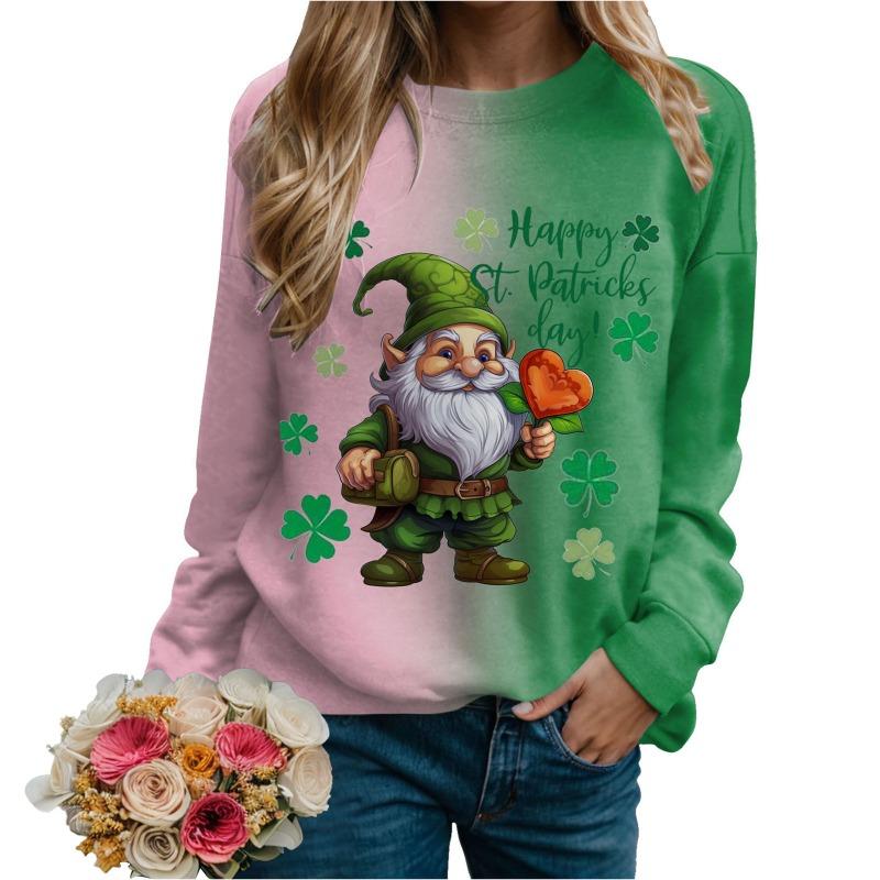 Loose Fit Hoodless Sweatshirt Women'S Y2k Casual Pullovers St Patricks Day Shirt Fall Winter Harajuku Y2k Sweatshirt For Women