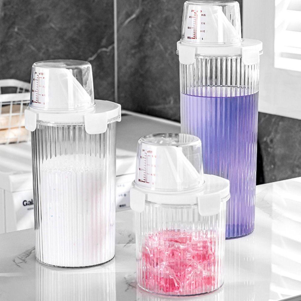 Sealed Laundry Powder Storage Box with Measuring Cup Laundry Room Organization