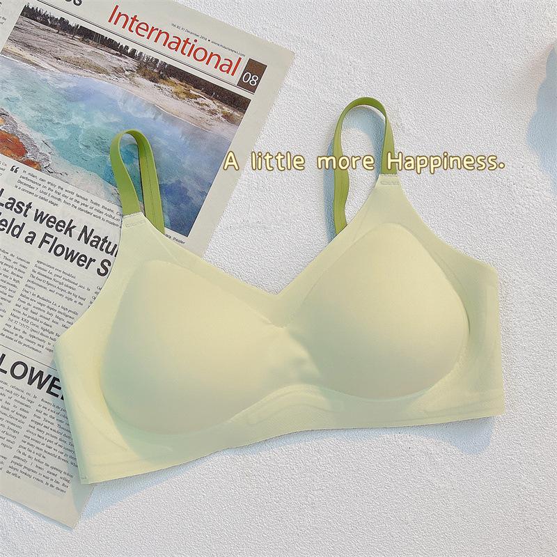 Fixed cup seamless underwear women's small breasts gather and show large steel rim bra summer thin bra cover