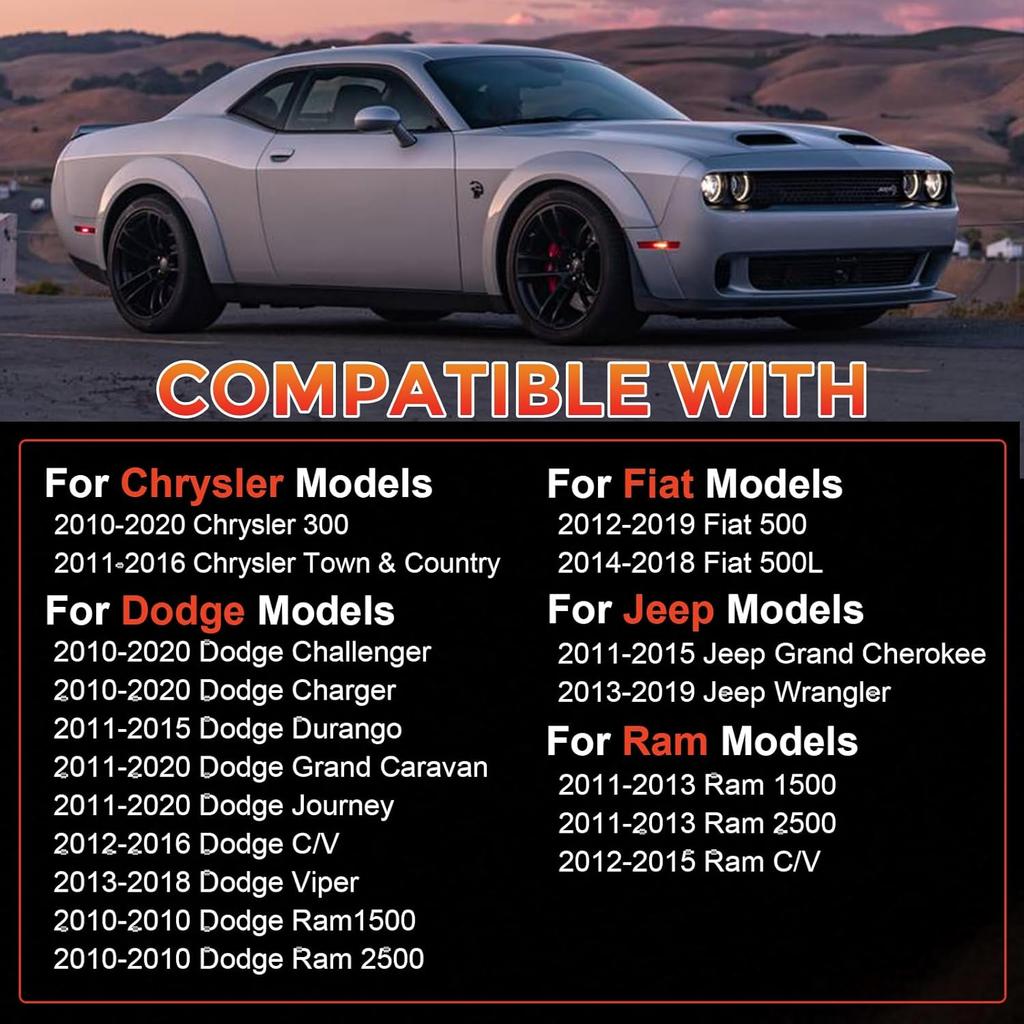 Set Of 4 TPMS Tire Pressure Monitoring System Sensor 433MHz Compatible With Jeep Wrangler JK Dodge Ram Charger Replacement For 56029398AB 68142397AA