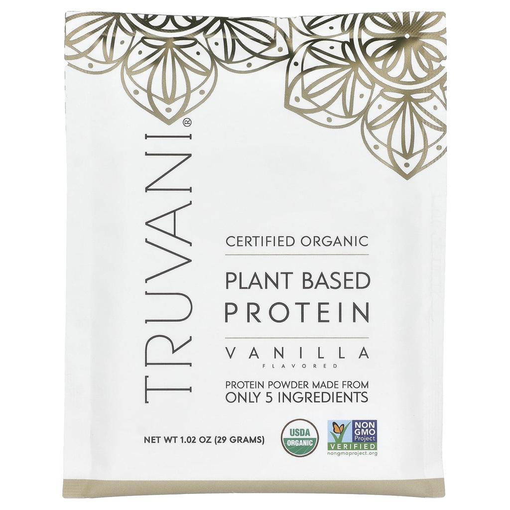 Truvani Plant-based Protein Powder, Vanilla, 10 Packs, 1.02 Oz (29 G) Each